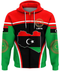 African Hoodie – Libya Active Flag Zip Hoodie