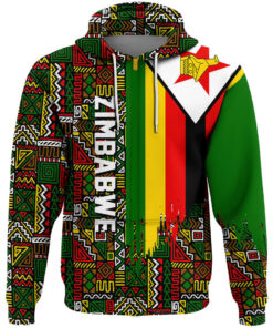 African Hoodie - Zimbabwe RBG Pattern Hoodie A4 Hoodie
