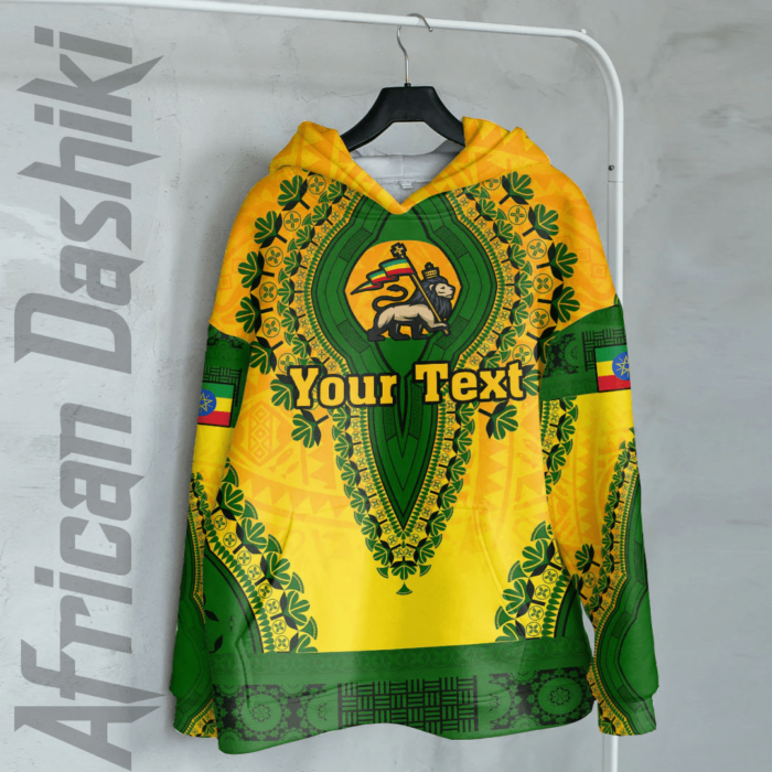 African Hoodie – (Custom) Africa Ethiopia Yellow Version Hoodie Vintage African Dashiki Hoodie