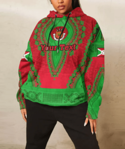 African Hoodie - (Custom) Africa Burundi Red-Verison Hoodie Vintage African Dashiki Hoodie