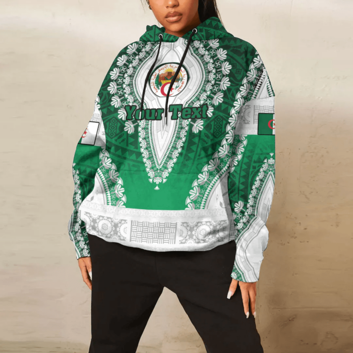 African Hoodie – (Custom) Africa Algeria Green Version Hoodie Vintage African Dashiki Hoodie