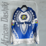 African Hoodie – (Custom) Africa Eritrea Blue Version Hoodie Vintage African Dashiki Hoodie