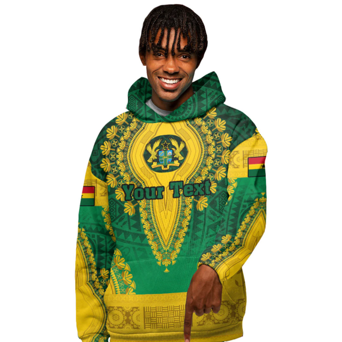 African Hoodie – (Custom) Africa Ghana Green Version Hoodie Vintage African Dashiki Hoodie