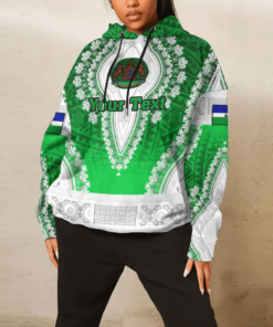 African Hoodie - (Custom) Africa Lesotho Green Version Hoodie Vintage African Dashiki Hoodie