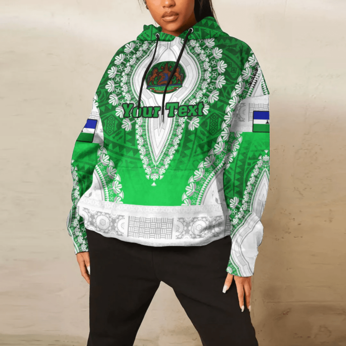 African Hoodie – (Custom) Africa Lesotho Green Version Hoodie Vintage African Dashiki Hoodie