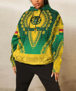 African Hoodie - (Custom) Africa Ghana Green Version Hoodie Vintage African Dashiki Hoodie
