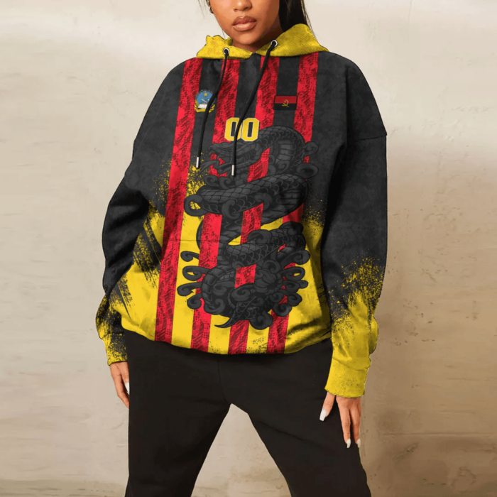 African Hoodie – (Custom) Africa Angola Black Version T-Shirt Snake Jersey Hoodie