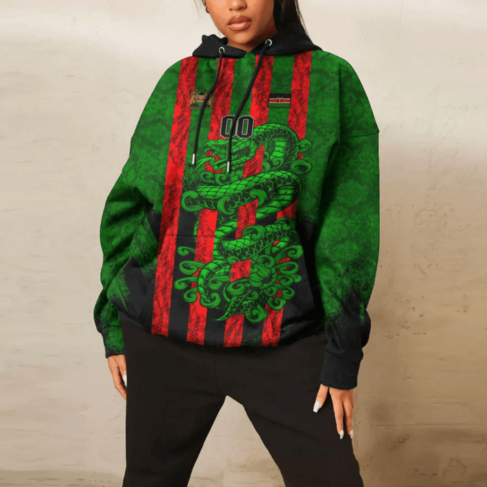 African Hoodie – (Custom) Africa Kenya Green Version T-Shirt Snake Jersey Hoodie