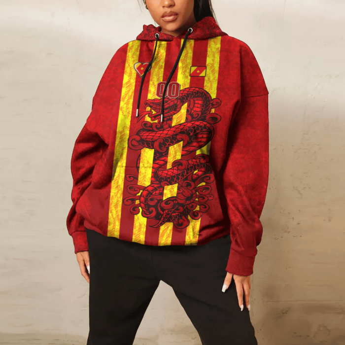 African Hoodie – (Custom) Africa Amhara Red Version Ethiopia National Regional State T-Shirt Snake Jersey Hoodie