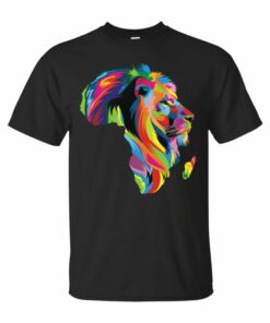 Africa T-shirt – Lion Colorful Map Tee