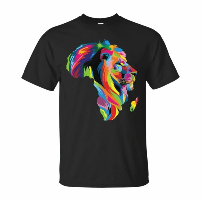 Africa T-shirt – Lion Colorful Map Tee