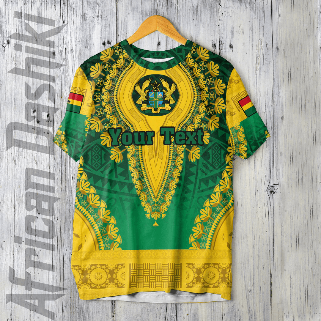 African T-shirt – Africa Clothing Ghana Green Version Vintage African...