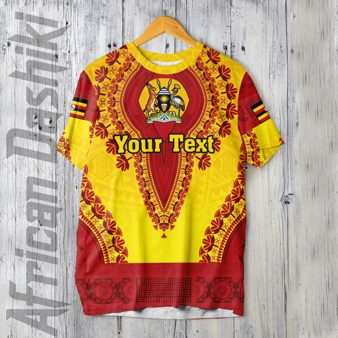 African T-shirt – Africa Clothing Uganda Yellow Version Vintage African...