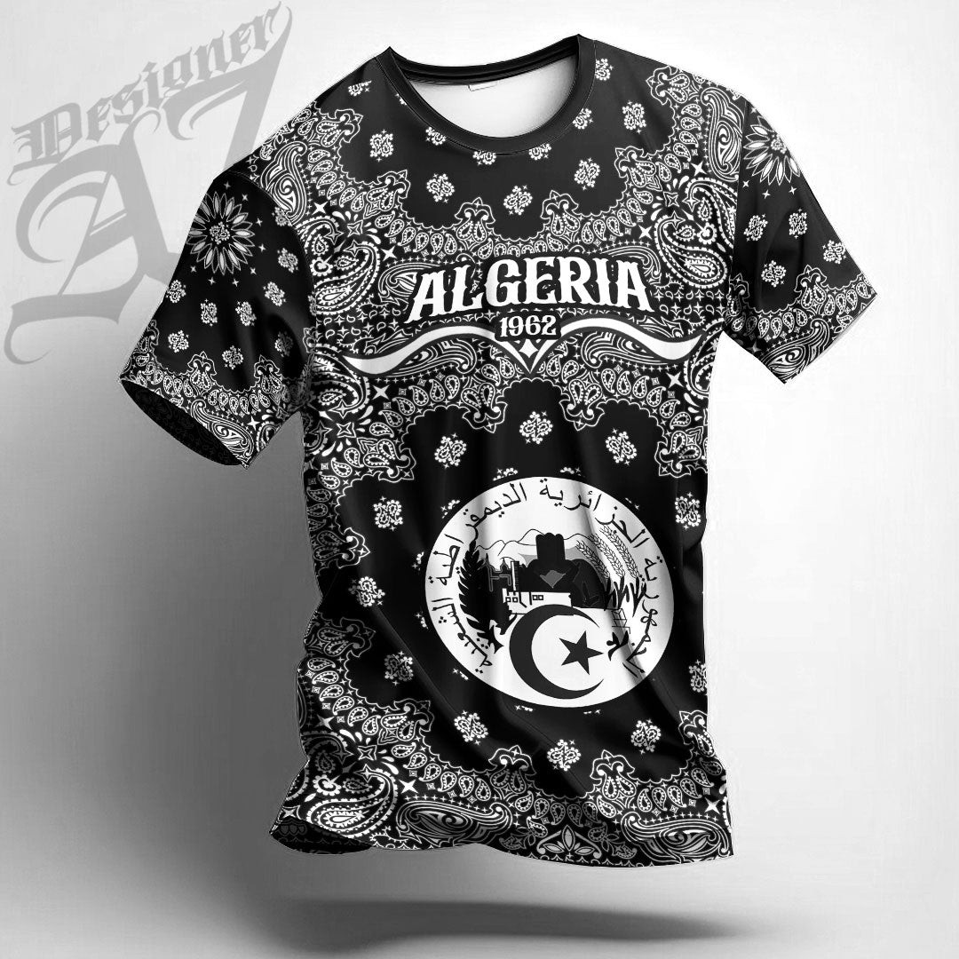 African T-shirt – Algeria Paisley Bandana “Never Out of Date”...