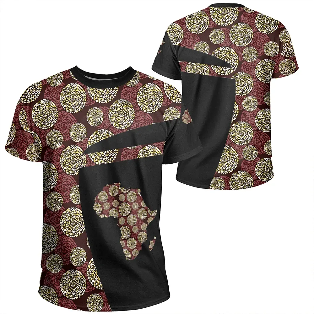 African T-shirt – Ankara Cloth Brown Sport Style Tee
