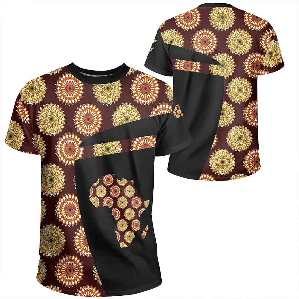 African T-shirt – Ankara Cloth Geometric Nawiri Sport Style Tee