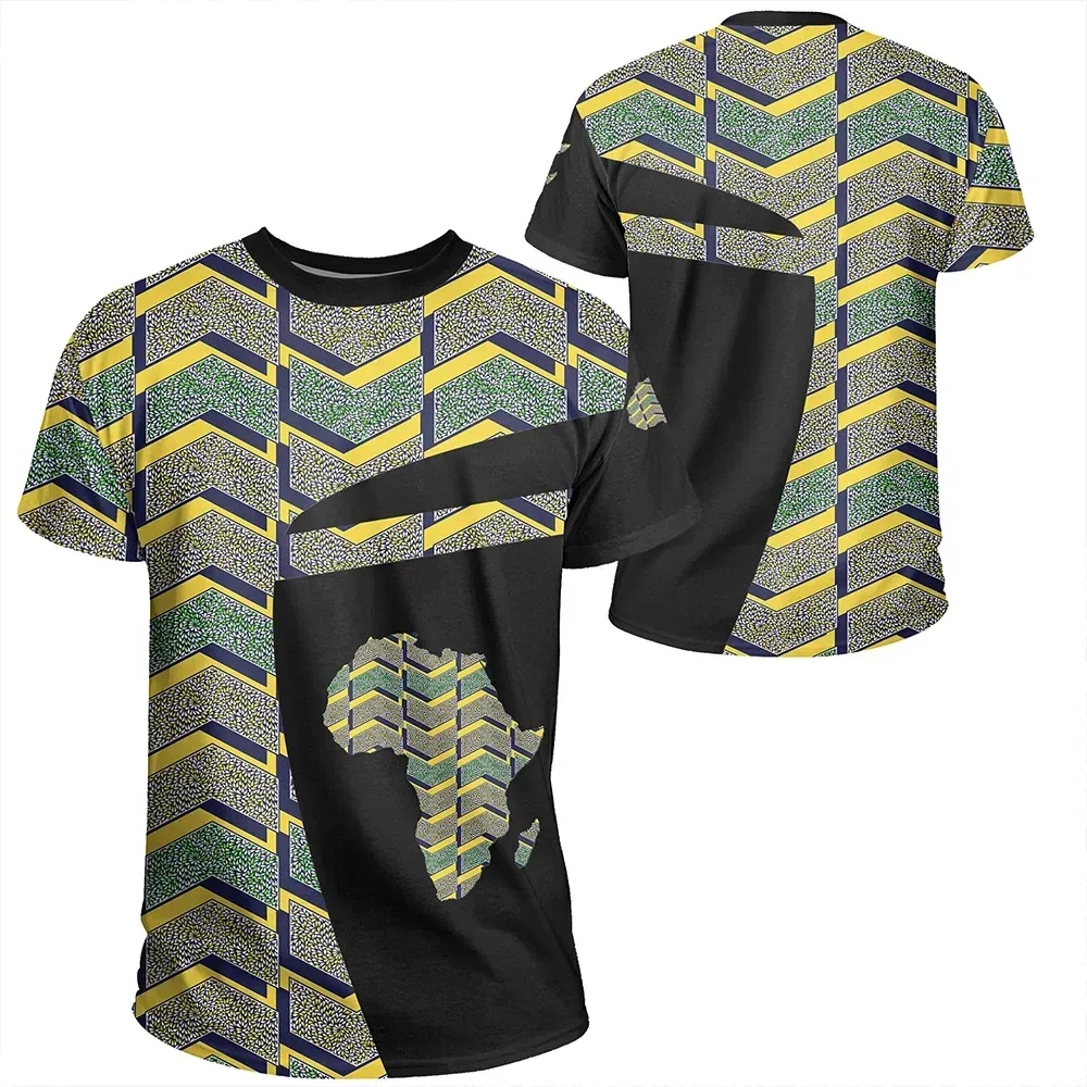 African T-shirt – Ankara Cloth Geometric Sport Style Tee
