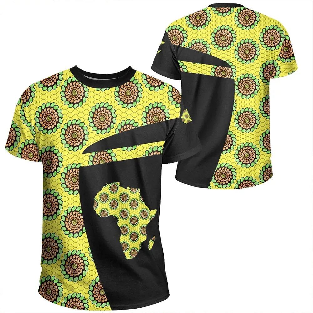 African T-shirt – Ankara Cloth Green Spirals Sport Style Tee