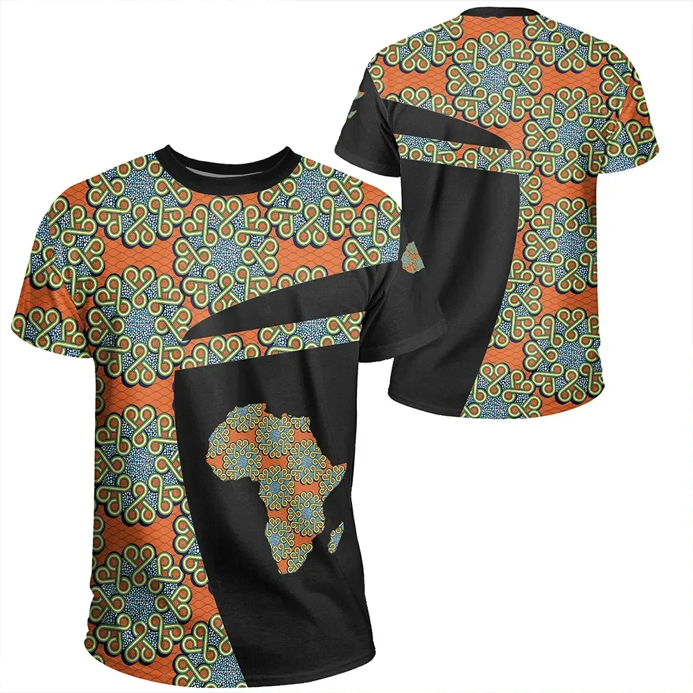African T-shirt – Ankara Cloth Orange Sport Style Tee