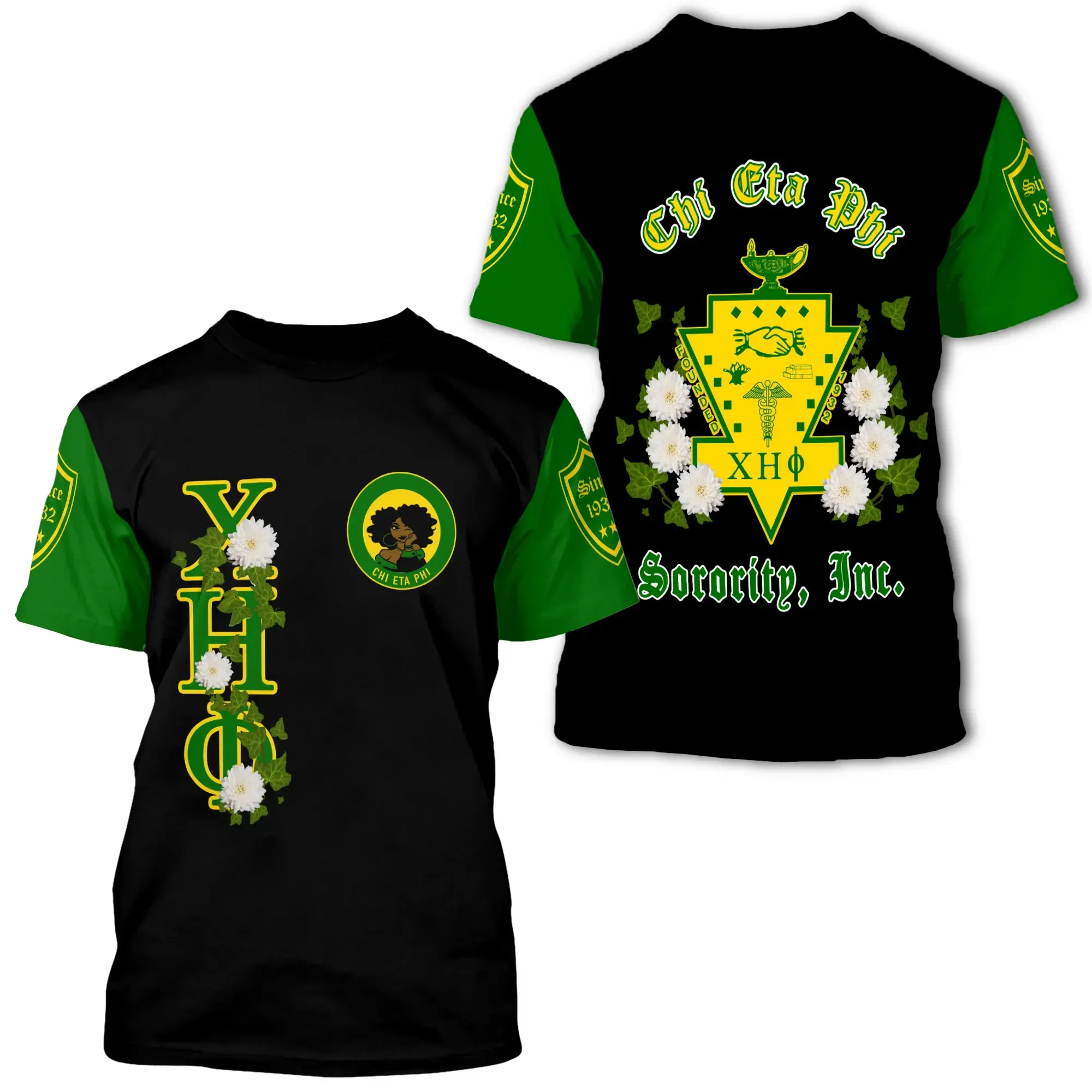 African T-shirt – Chi Eta Phi White Chrysanthemum Tee