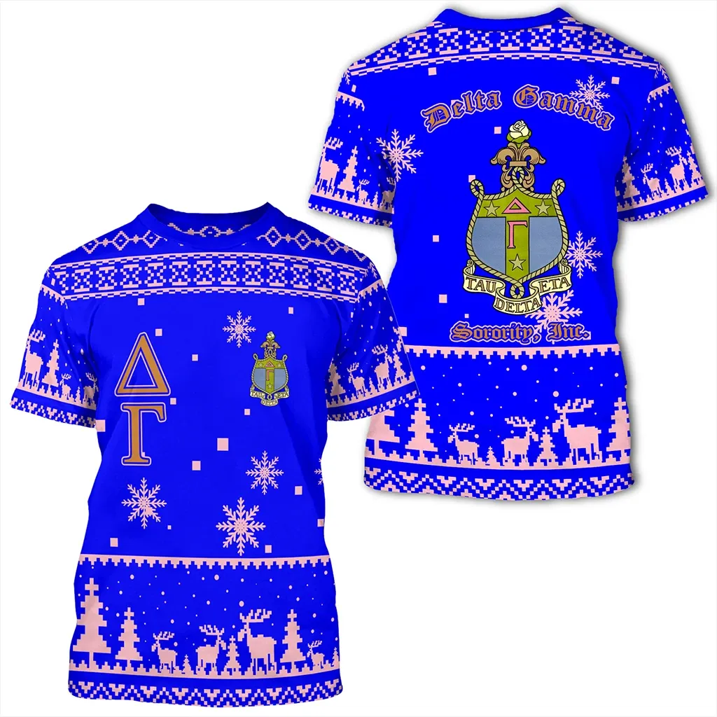 African T-shirt – Christmas Splatters Sorority Chi Omega Tee