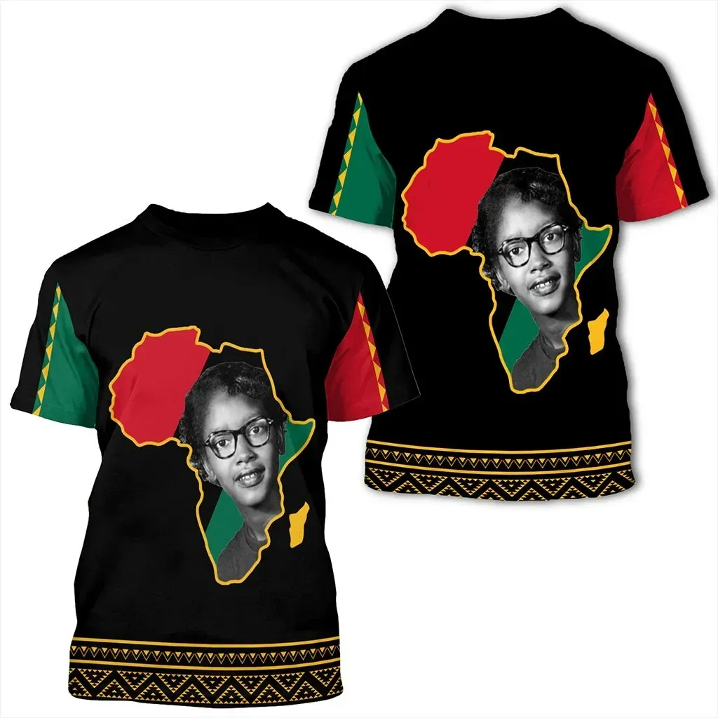 African T-shirt – Amhara Flag Maps Red Tee