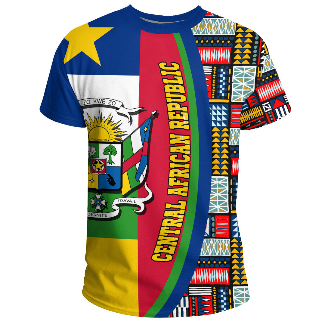 African T-shirt – Clothing Zambia Flag and Kente Pattern Special Tee