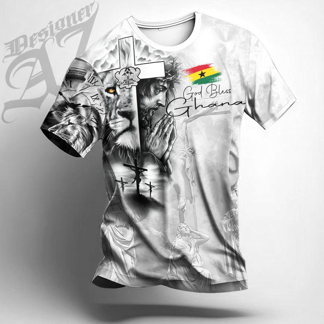 African T-shirt – Clothing Ghana Jesus Pray and The Lion...