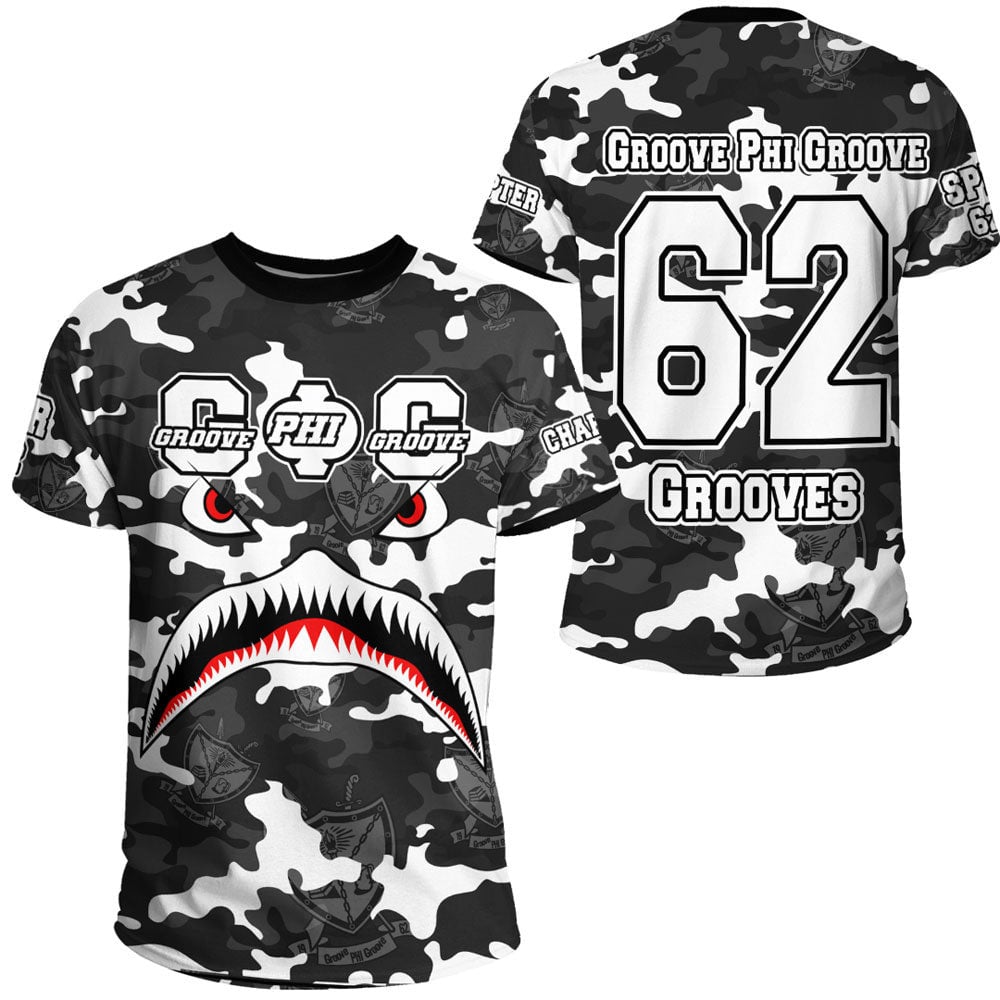 African T-shirt – Clothing Groove Phi Groove Full Camo Shark...