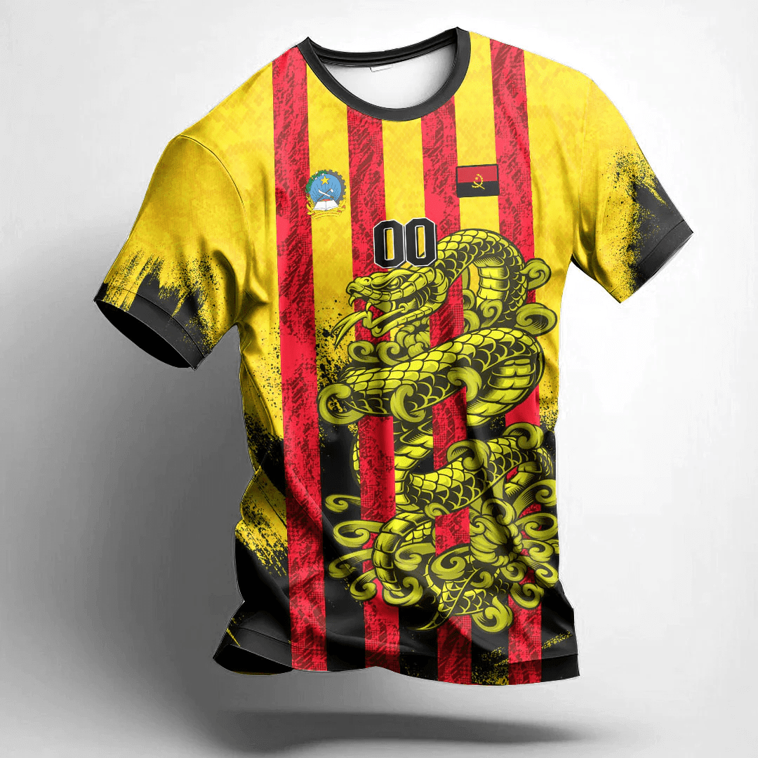African T-shirt – (Custom) Africa Clothing Angola Yellow Version Snake...