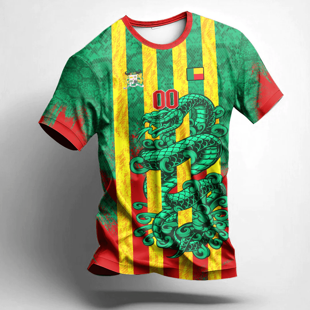 African T-shirt – (Custom) Africa Clothing Benin Green Version Snake...