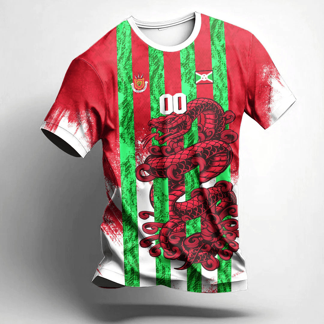 African T-shirt – (Custom) Africa Clothing Burundi Red-Verison Snake Jersey...