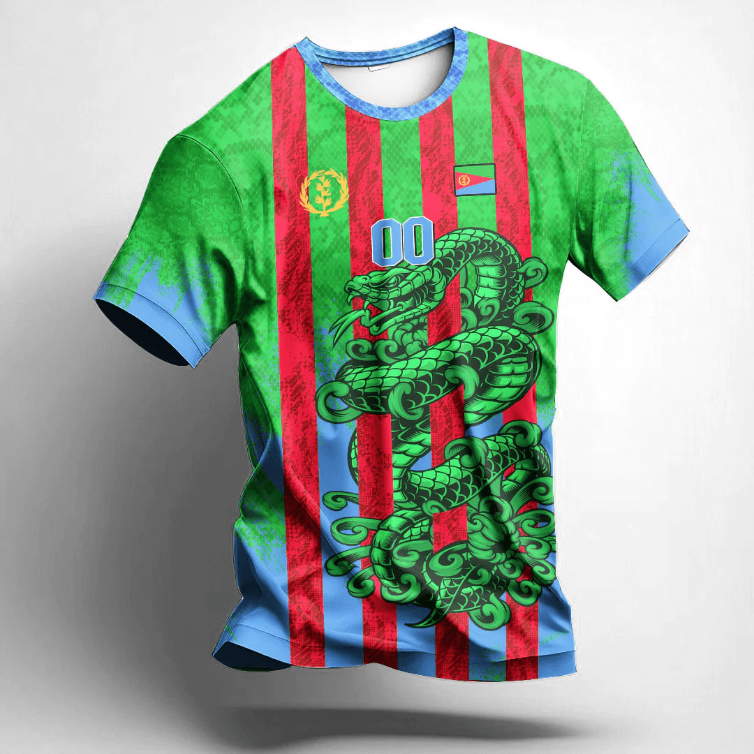 African T-shirt – (Custom) Africa Clothing Eritrea Green Version Snake...