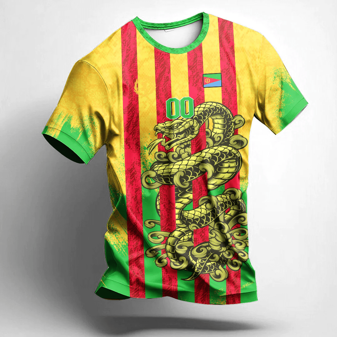 African T-shirt – (Custom) Africa Clothing Eritrea Yellow Version Snake...