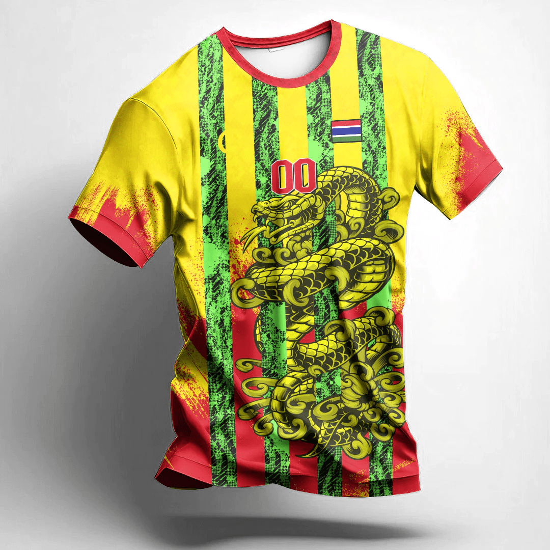 African T-shirt – (Custom) Africa Clothing Gambia Yellow Version Snake...