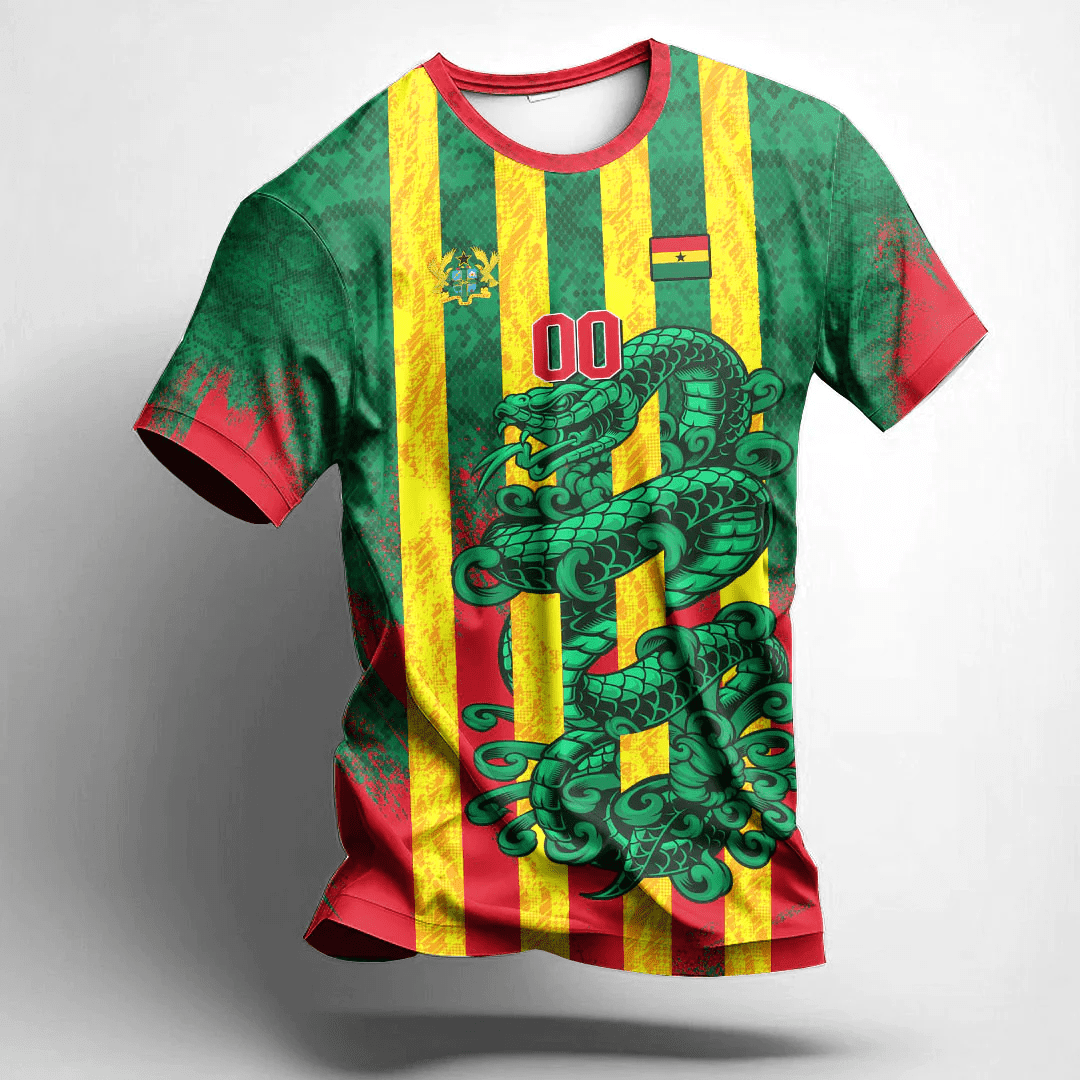 African T-shirt – (Custom) Africa Clothing Ghana Green Version Snake...