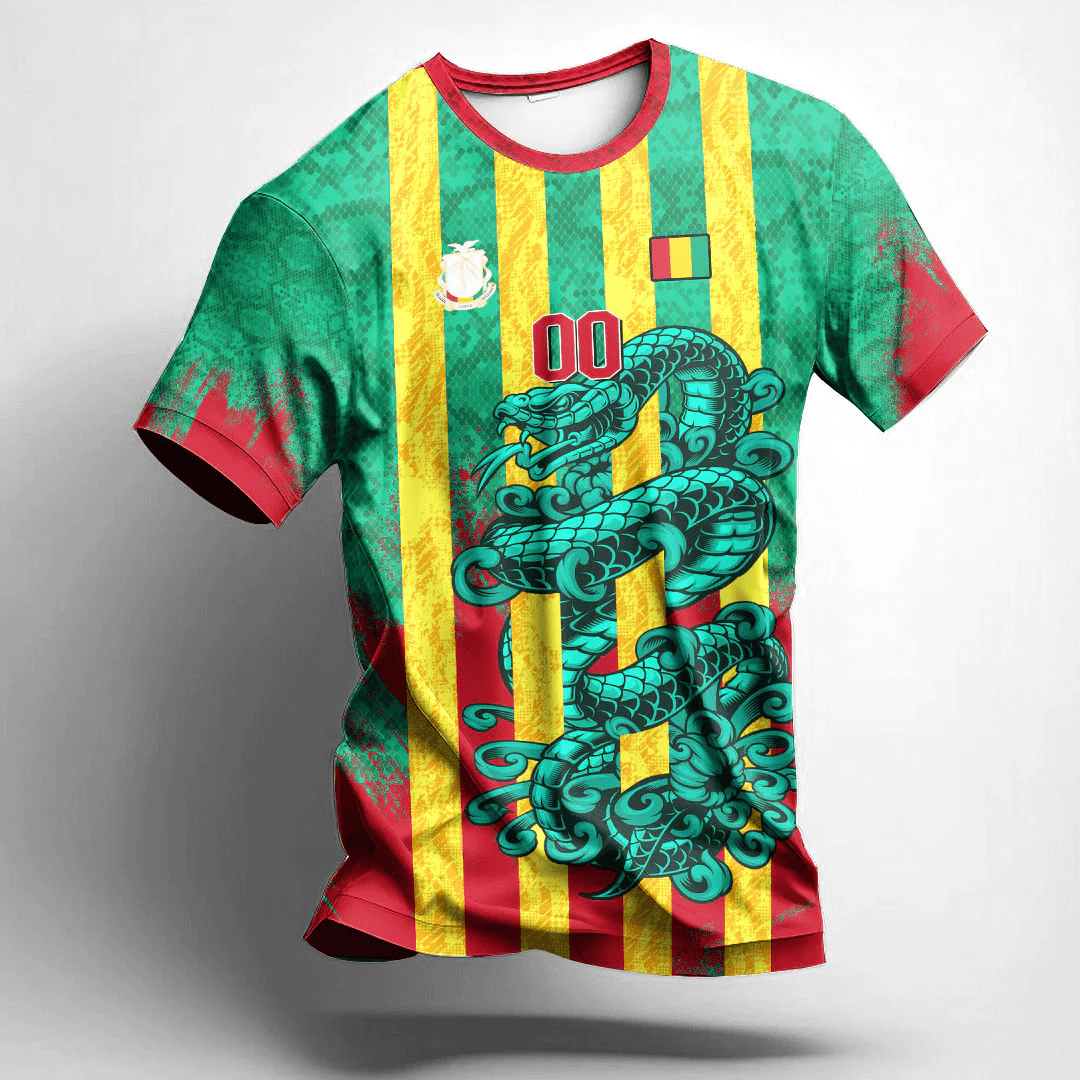 African T-shirt – (Custom) Africa Clothing Guinea Green Version Snake...