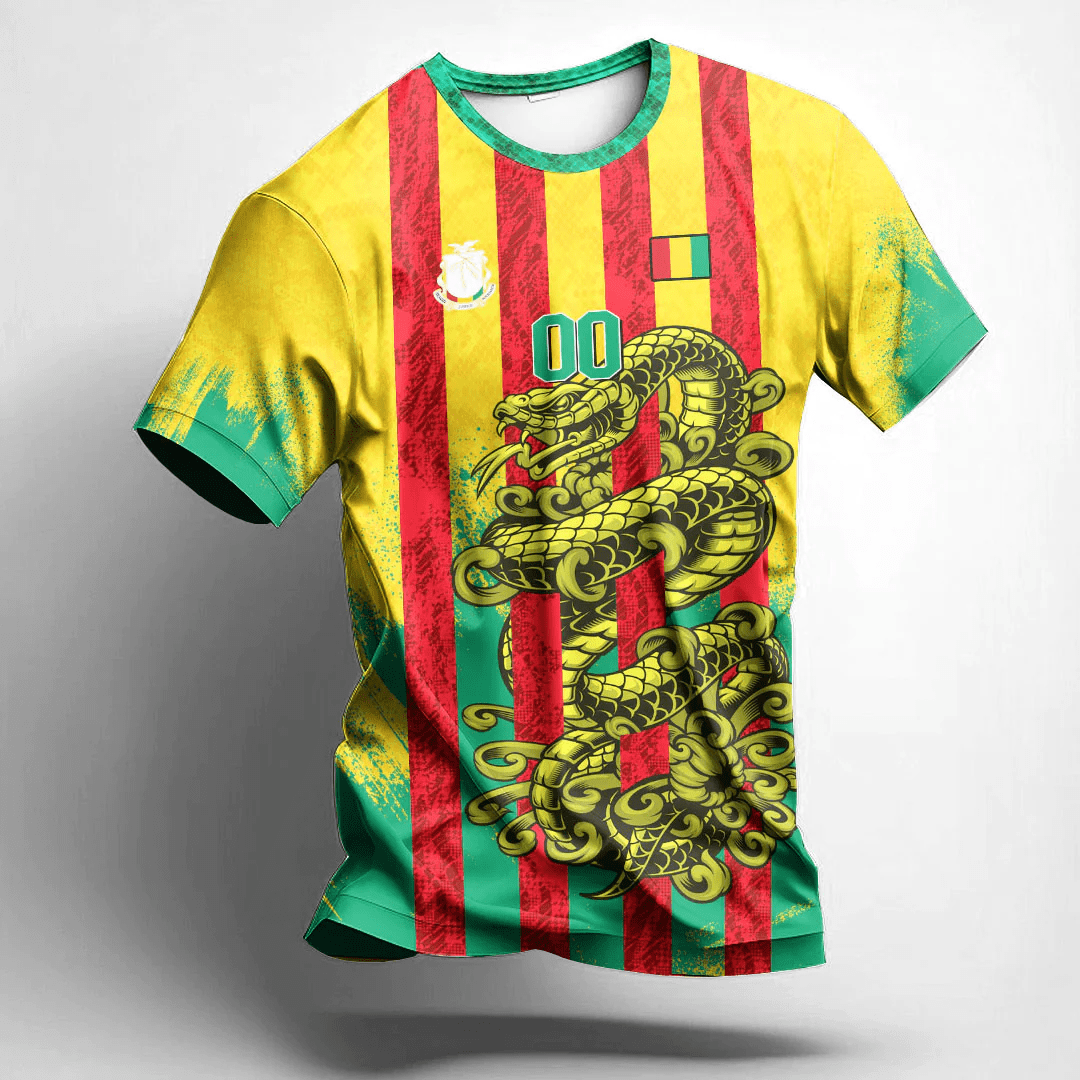 African T-shirt – (Custom) Africa Clothing Guinea Yellow Version Snake...