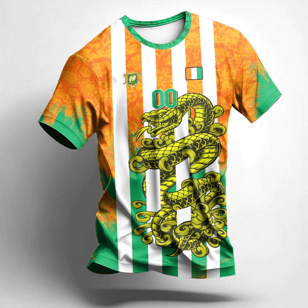 African T-shirt – (Custom) Africa Clothing Ivory Coast Snake Jersey...
