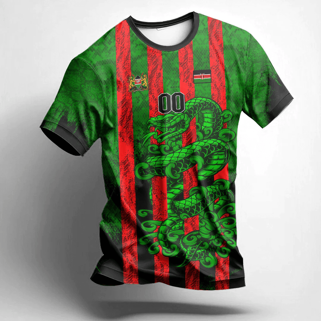 African T-shirt – (Custom) Africa Clothing Kenya Green Version Snake...
