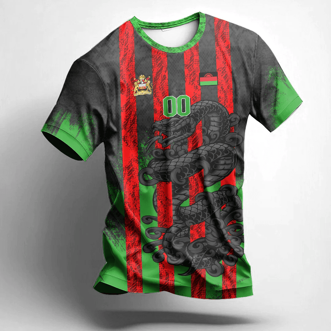 African T-shirt – (Custom) Africa Clothing Malawi Black Version Snake...