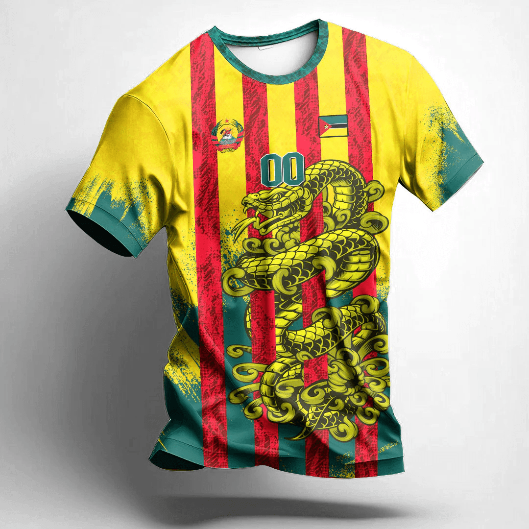 African T-shirt – (Custom) Africa Clothing Mozambique Yellow Version Snake...