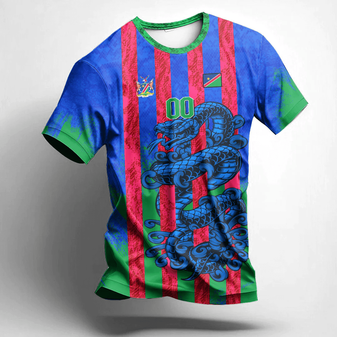 African T-shirt – (Custom) Africa Clothing Namibia Blue Version Snake...