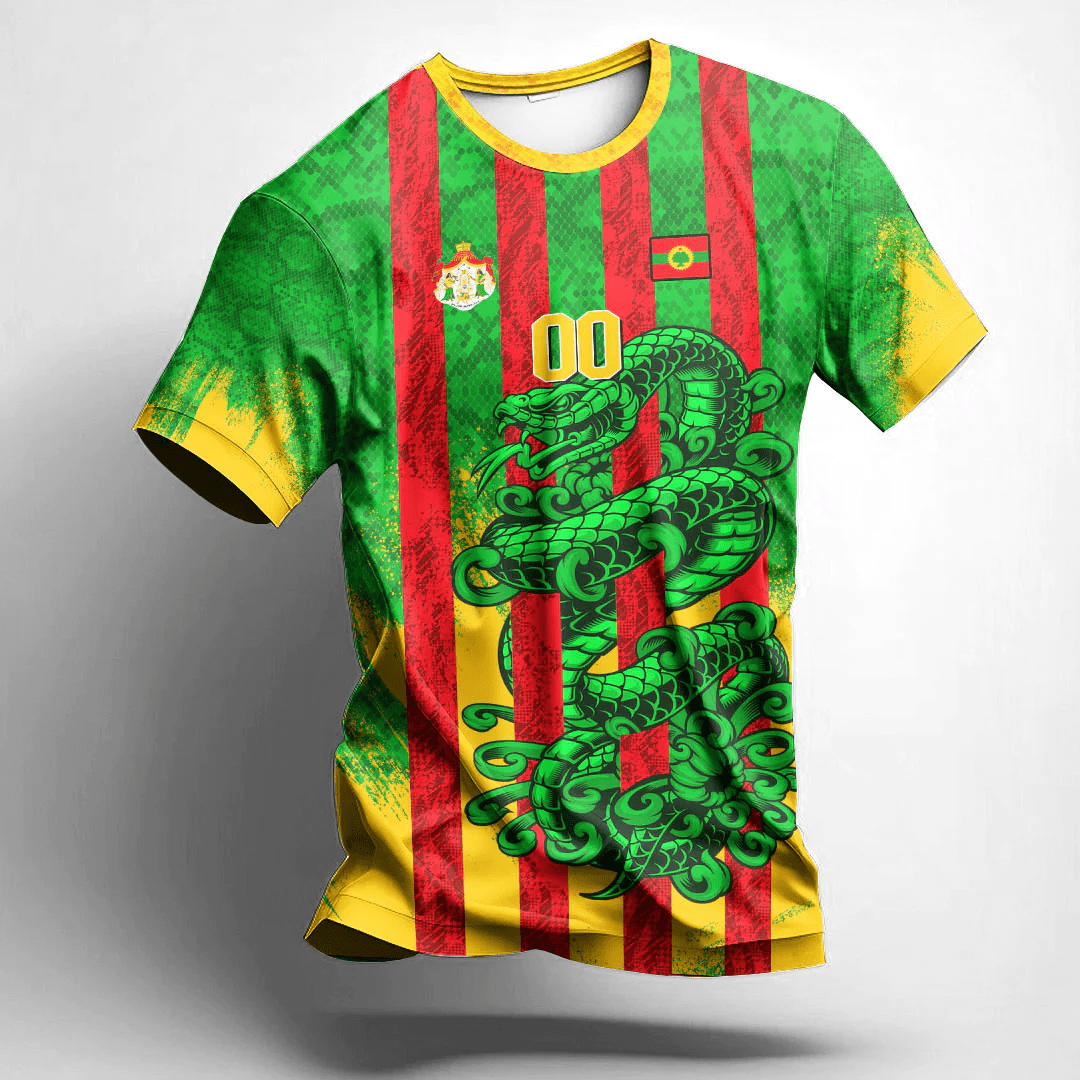 African T-shirt – (Custom) Africa Clothing Oromo Green Version Snake...