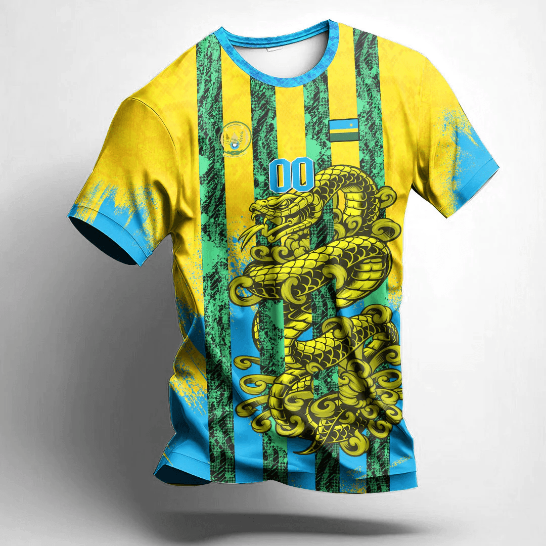 African T-shirt – (Custom) Africa Clothing Rwanda Yellow Version Snake...