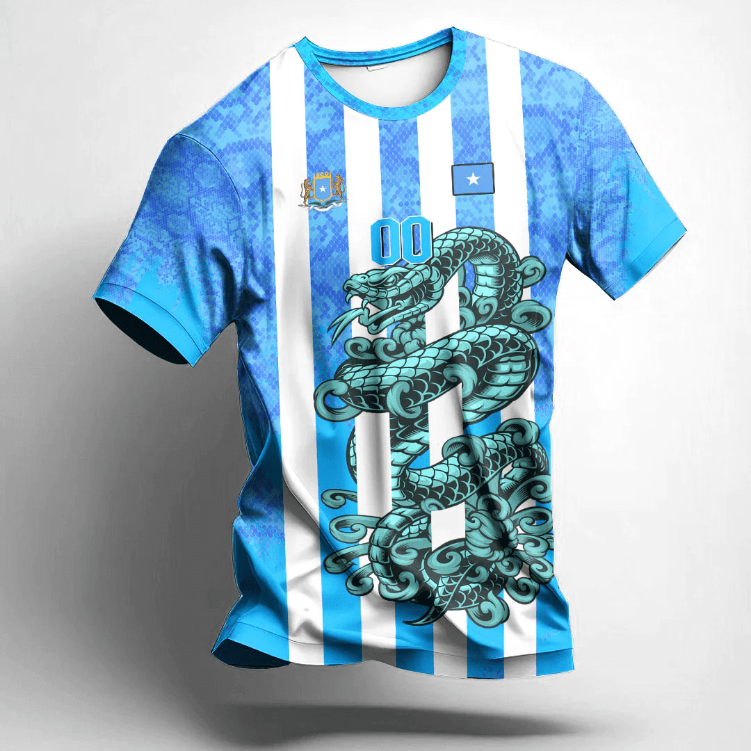 African T-shirt – (Custom) Africa Clothing Eritrea Blue Version Snake Jersey Tee