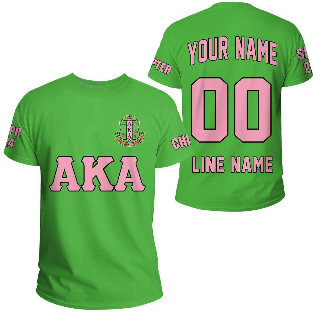 African T-shirt – (Custom) AKA Sorority (Green) Letters Tee