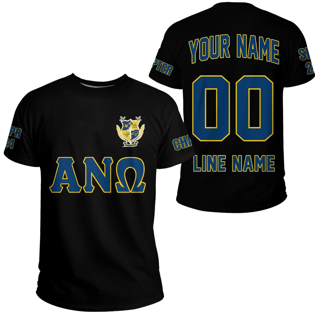 African T-shirt – (Custom) Alpha Nu Omega (Black) Letters Tee