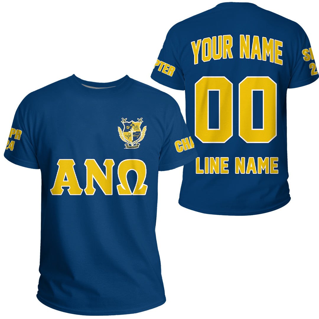 African T-shirt – (Custom) Alpha Nu Omega Navy (Blue) Letters...