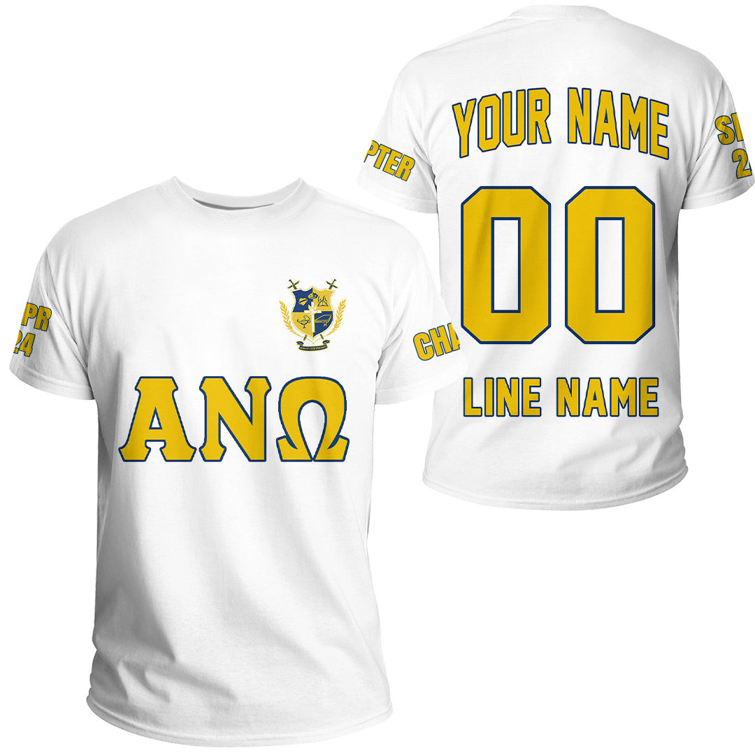 African T-shirt – (Custom) Alpha Nu Omega (White) Letters Tee